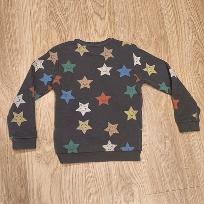 M&S Boys Star Print Sweatshirt Jumper Dark Graphite Age 5-6 Yrs 116cm Cotton