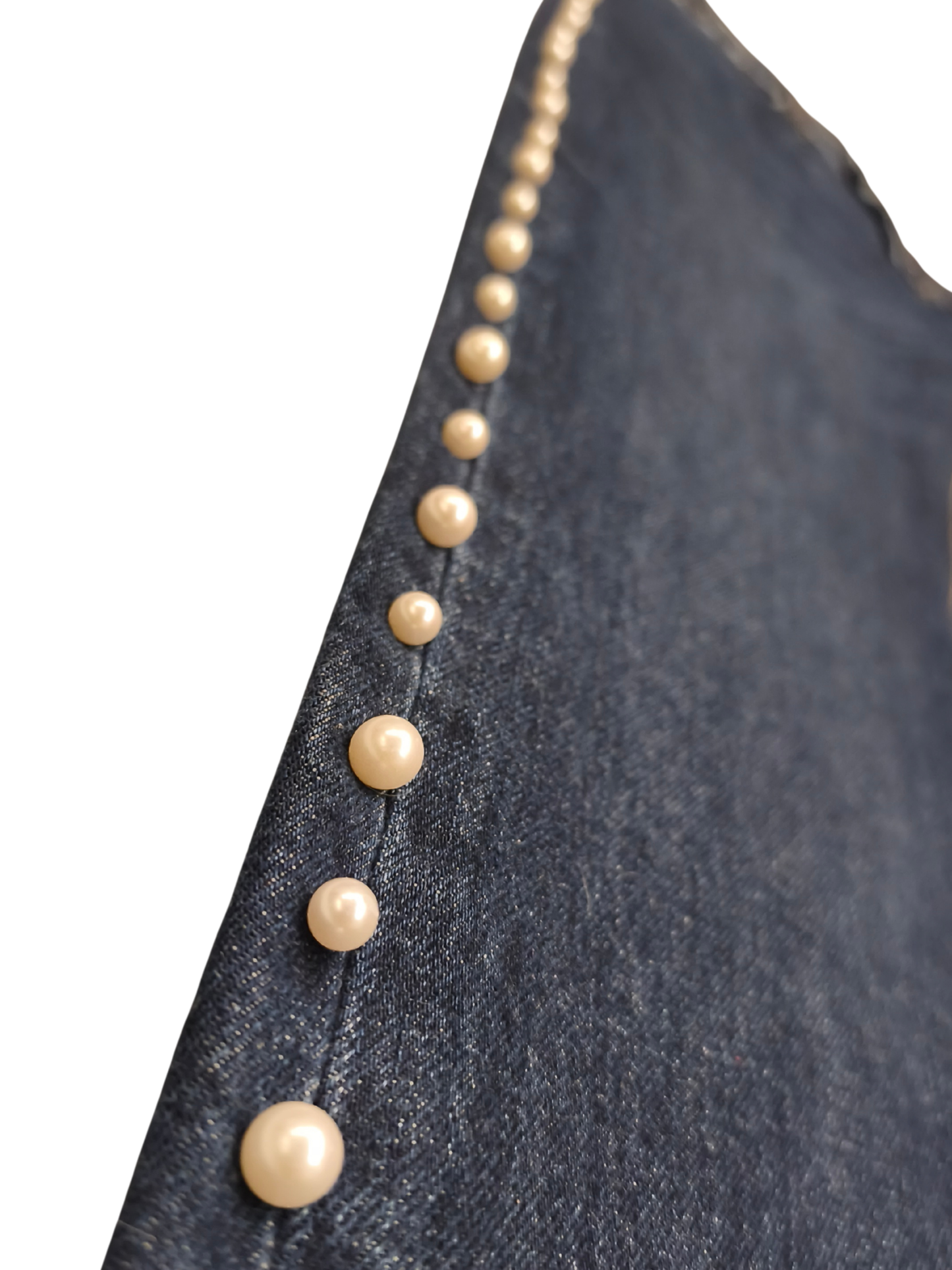 ZARA Trafaluc Pearl Beaded Mid-Rise Slim Boyfit Jeans Dark Wash Denim Size 6(US)