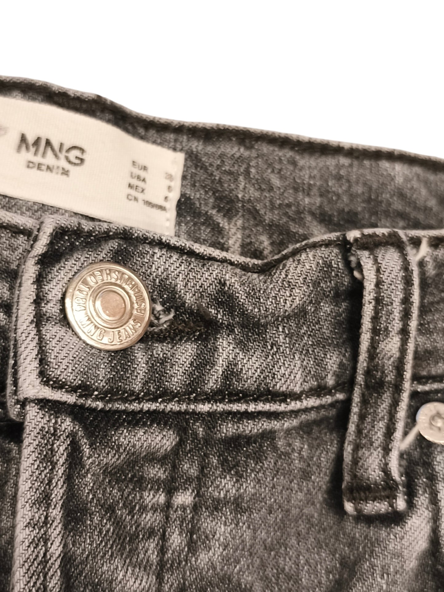 Mango MNG Gisele Slim Straight Jeans Grey Washed Denim Women’s Size 6 (EUR 38)