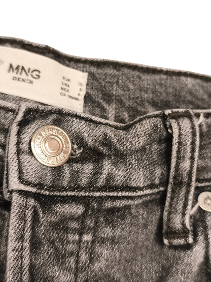 Mango MNG Gisele Slim Straight Jeans Grey Washed Denim Women’s Size 6 (EUR 38)