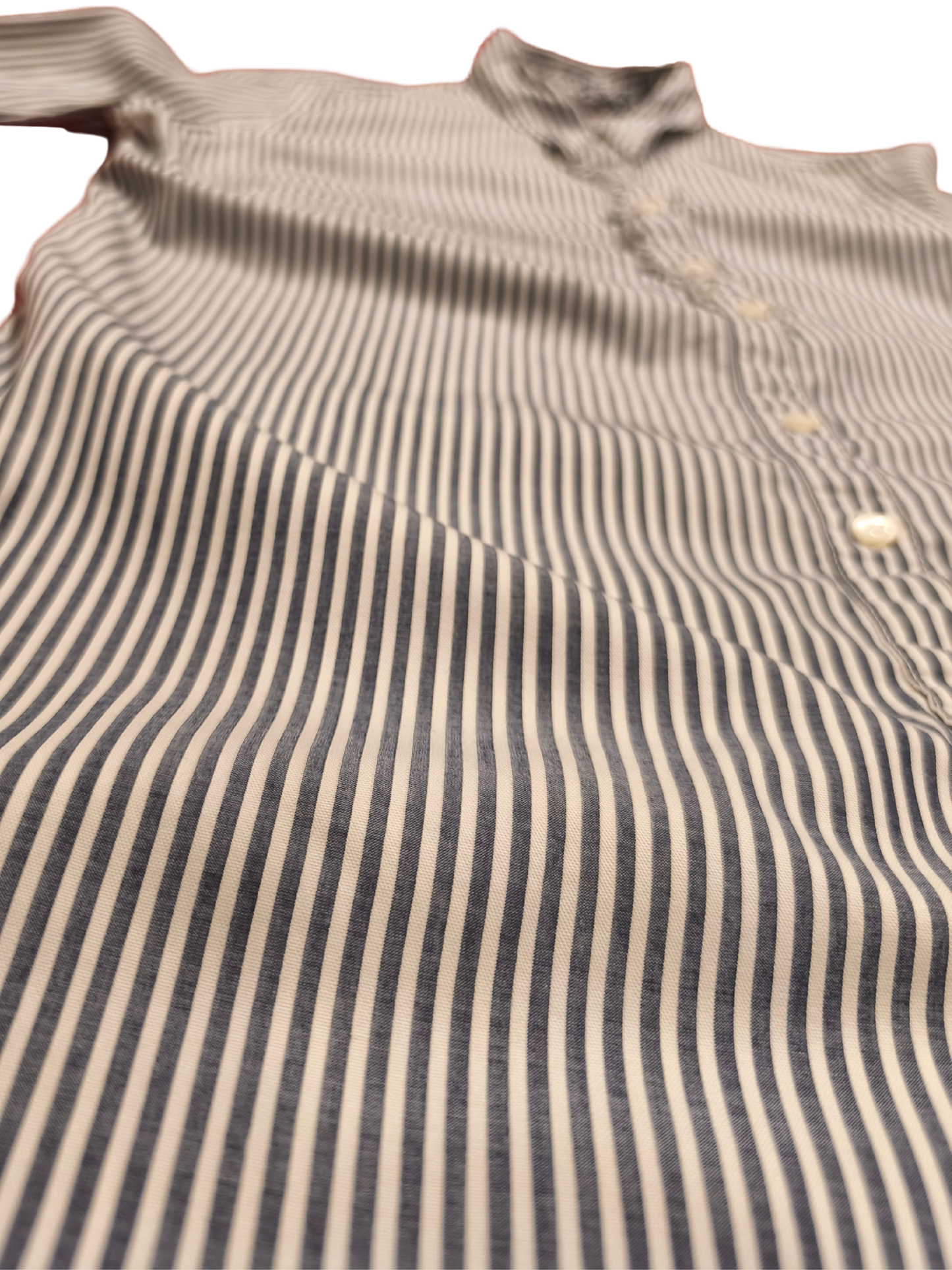Tommy Hilfiger Women's Blue/White Striped Ruffle Button-Down Shirt - Size 10 - F