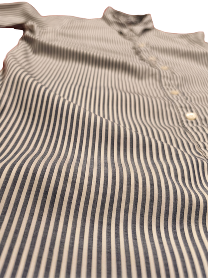 Tommy Hilfiger Women's Blue/White Striped Ruffle Button-Down Shirt - Size 10 - F