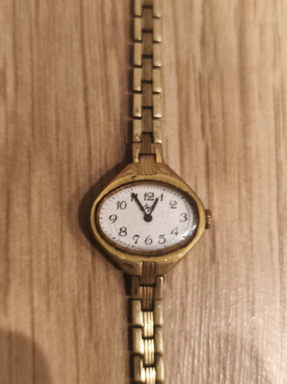 Rare Vintage Luch Women's Watch Gold Plated Mechanical USSR CCCP Working 397778