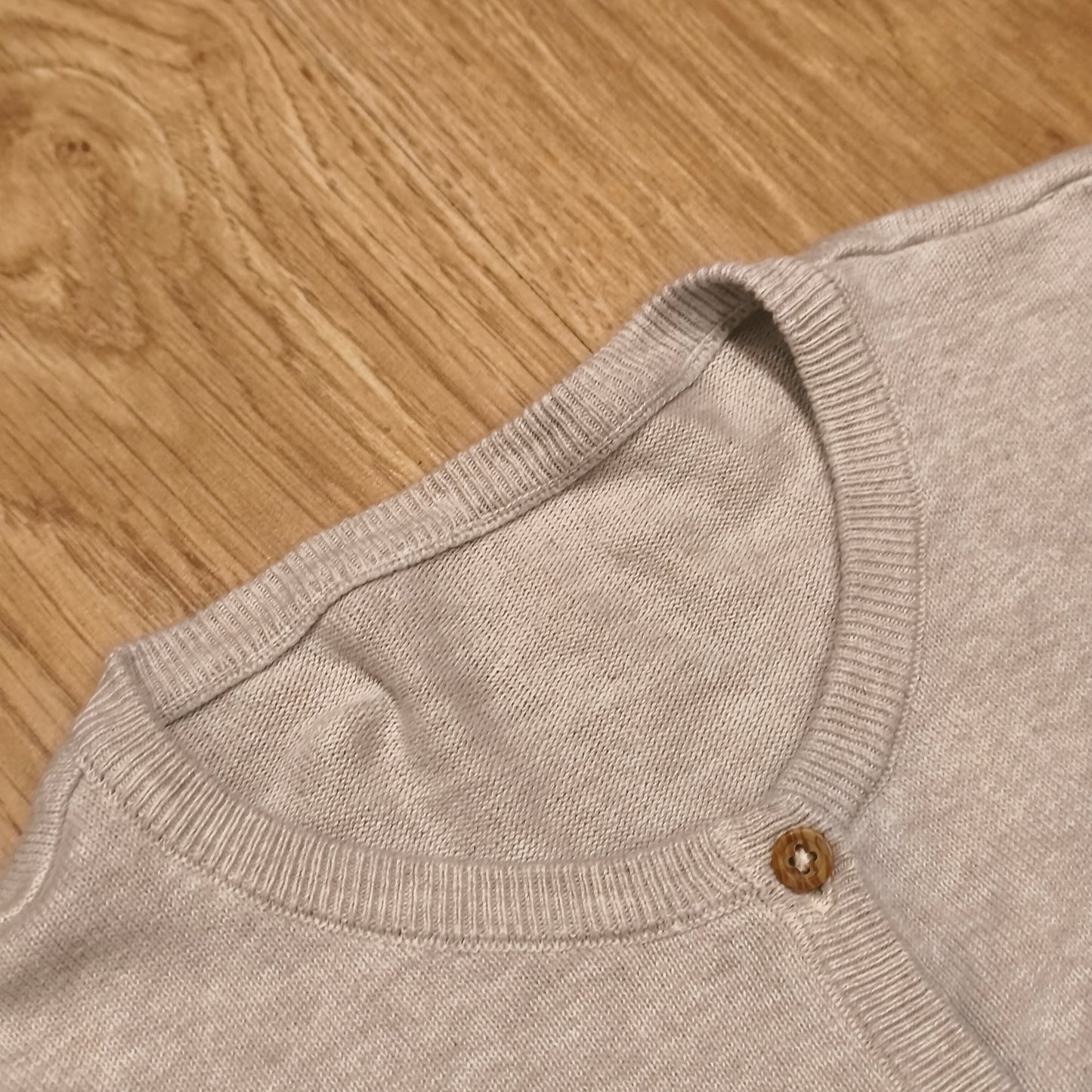 George Girls Grey Cardigan 6-7 Years Ruffle Hem Cuffs 100% Cotton Button Front