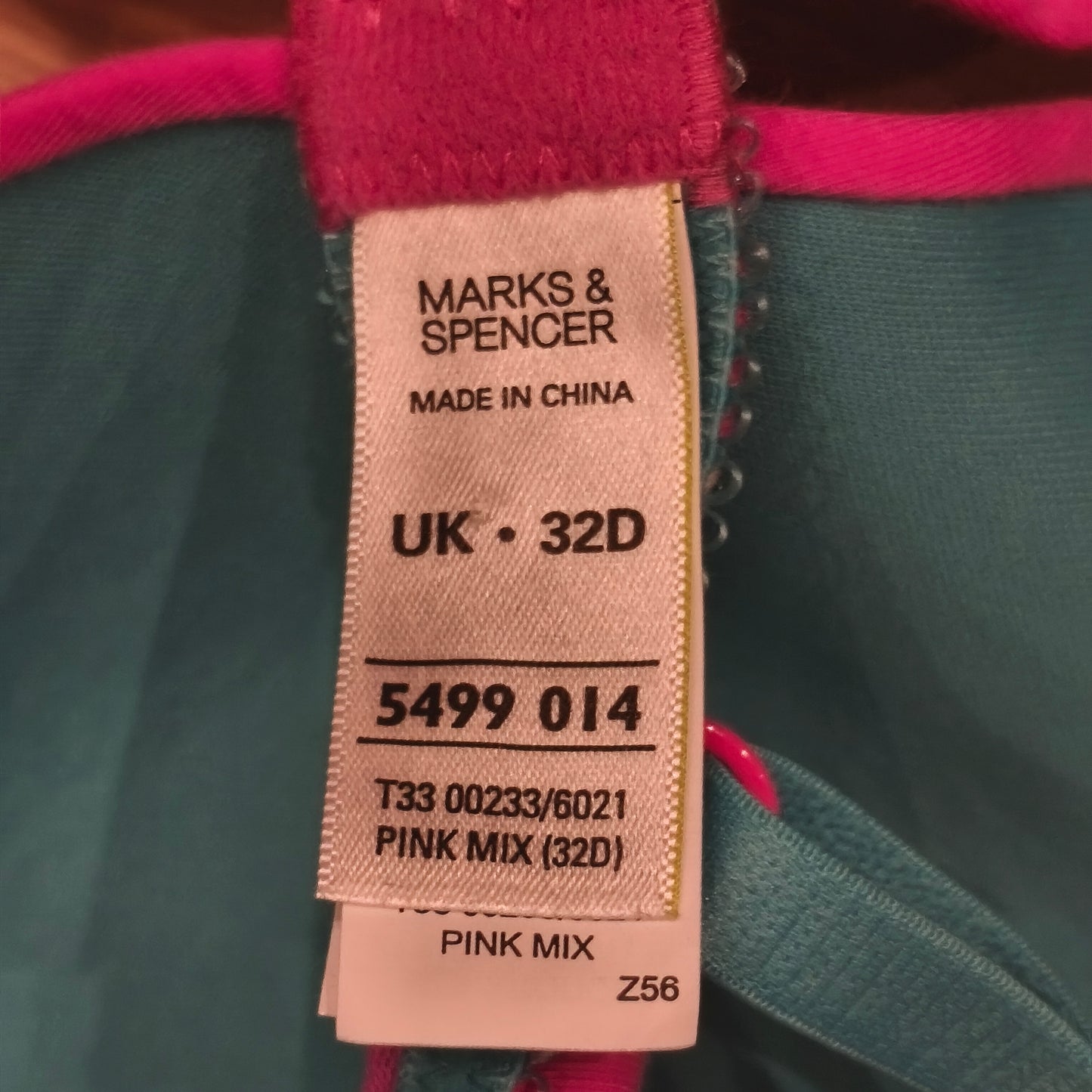 Marks & Spencer M&S Pink Flamingo Print Underwired Bra UK 32D