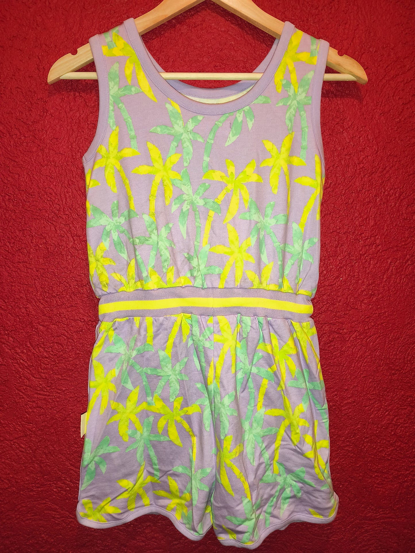 Monsoon Girls Lilac Palm Tree Print Playsuit / Romper – Size 12-13 Years