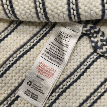 Fred & Flo Baby Hooded Knit Cardigan Jacket Striped Cream Blue Up To 3 Months