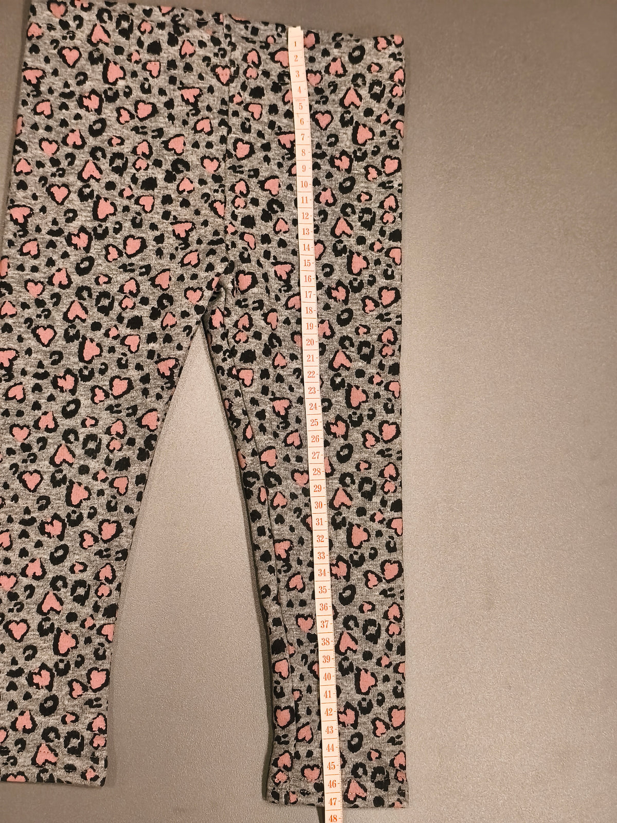 Impidimpi Baby Girls Fleece Lined Leopard & Heart Print Leggings | Size 92 (1.5–2Y)