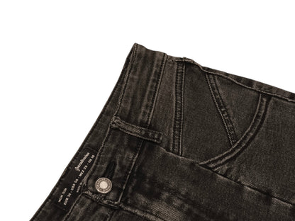 Stradivarius Mom Slim Jeans Black Charcoal Wash High Waist Split Hem Size 6 38 1