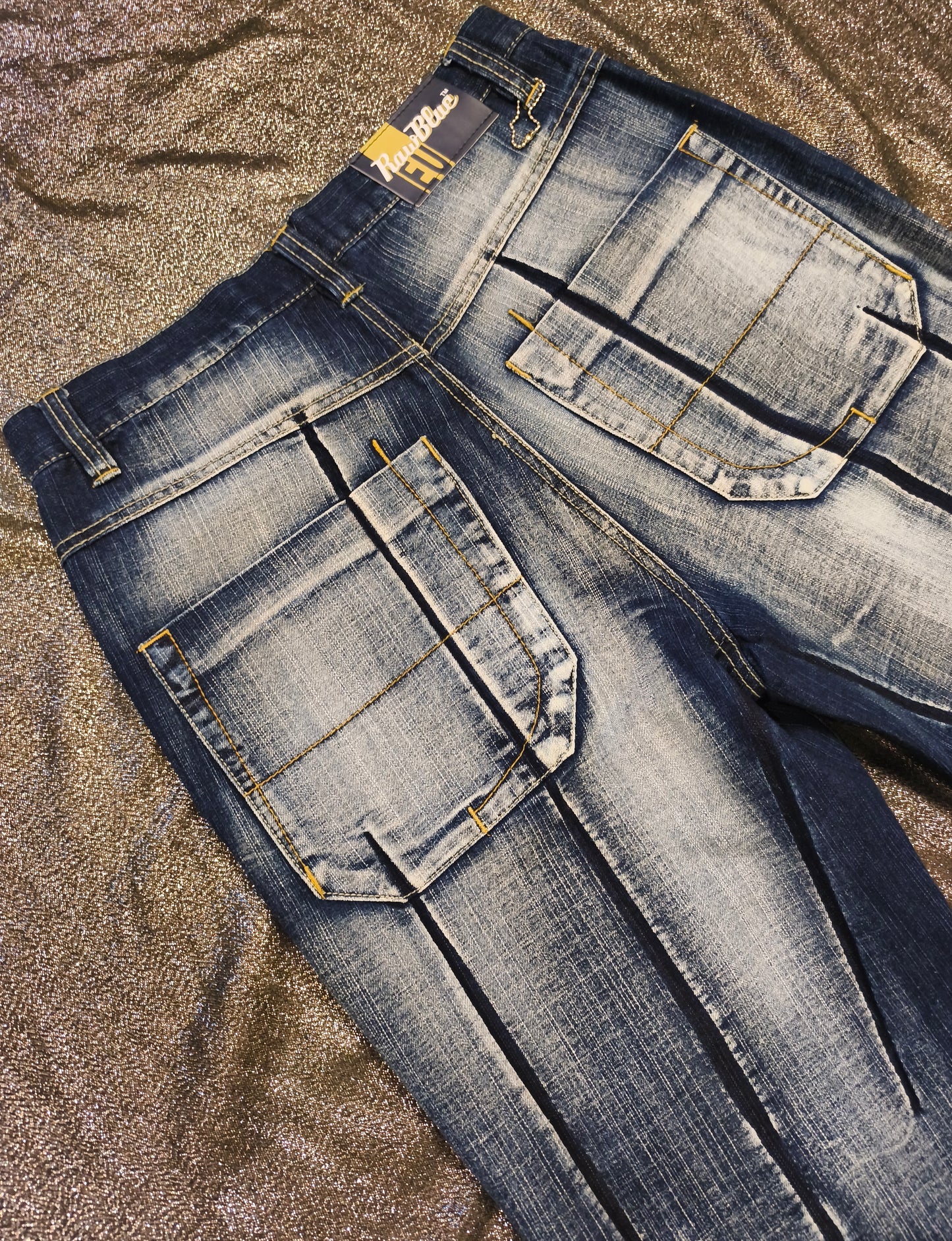 Vintage Raw Blue EU Baggy Jeans 30x30 Y2K Streetwear Crosshatch Blue Denim