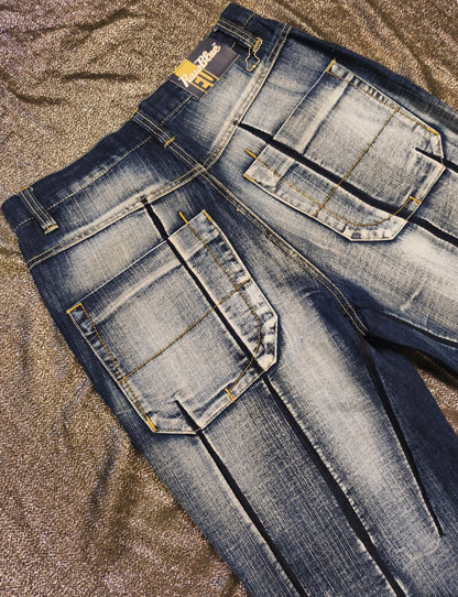 Vintage Raw Blue EU Baggy Jeans 30x30 Y2K Streetwear Crosshatch Blue Denim