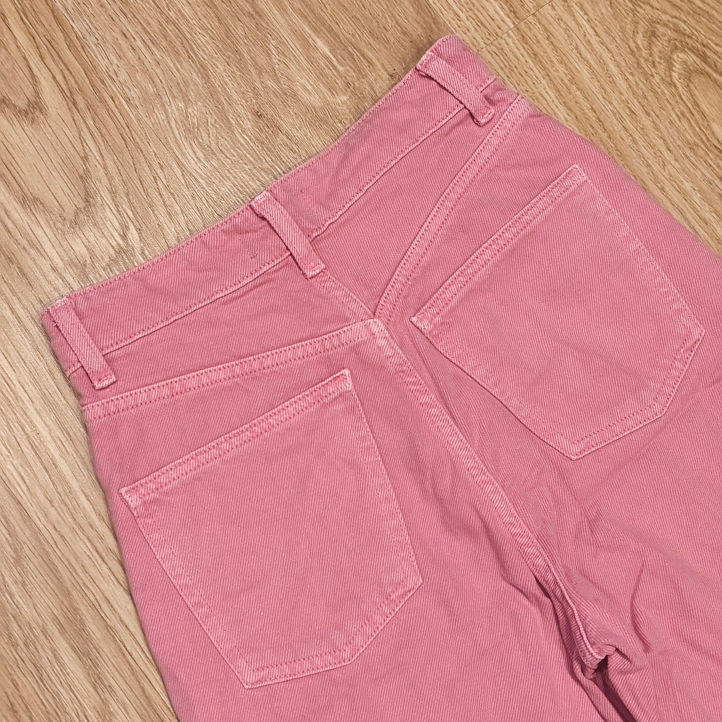 ZARA Pink High Waist Wide Leg Raw Hem Jeans Size EUR 34 US 02 MEX 24