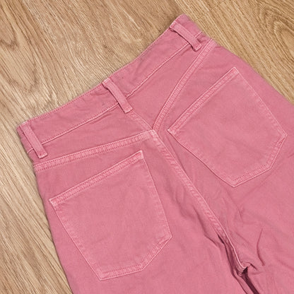 ZARA Pink High Waist Wide Leg Raw Hem Jeans Size EUR 34 US 02 MEX 24