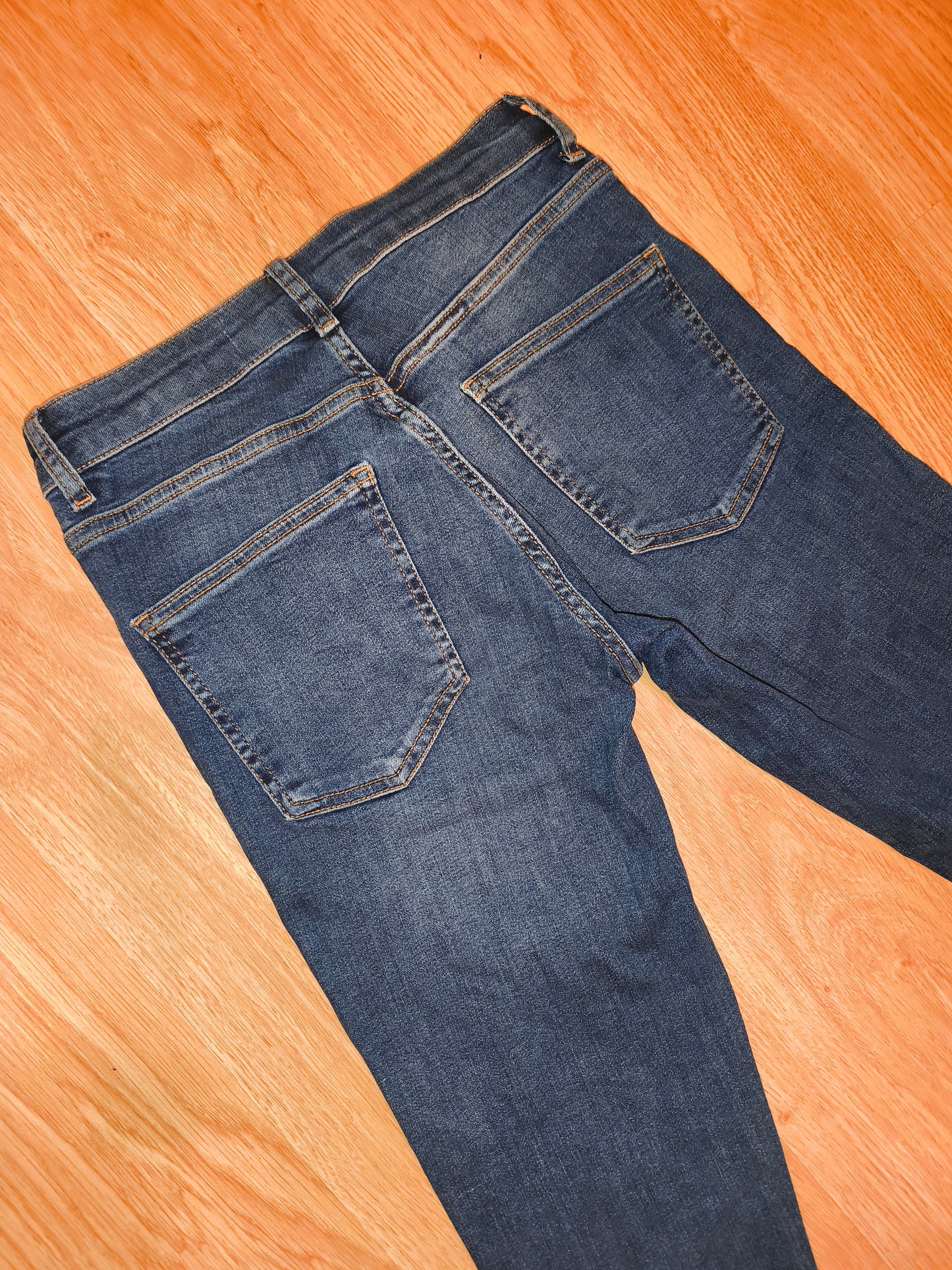 Denim Co. Women’s Blue Skinny Jeans with Pearl Embellishment - UK Size 10