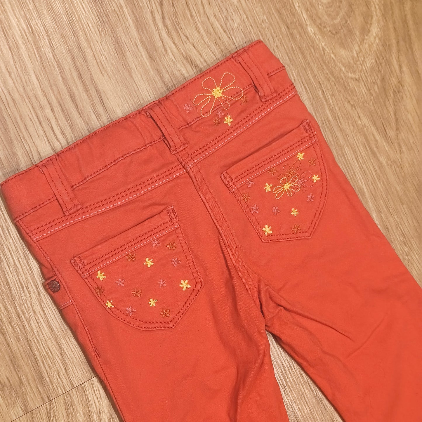 Lupilu Baby Girls Floral Embroidered Red Coral Trousers Pants Size 86