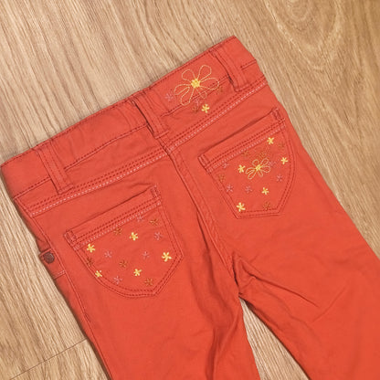 Lupilu Baby Girls Floral Embroidered Red Coral Trousers Pants Size 86
