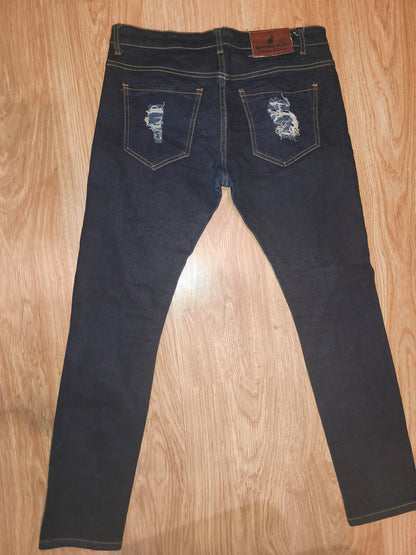 Beverly Hills Polo Club Men’s Dark Wash Distressed Slim Fit Jeans – W34