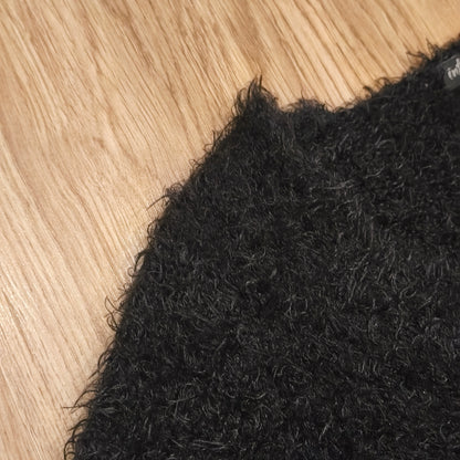 Internacionale Black Fluffy Eyelash Knit Cropped Cardigan Sweater Size 8
