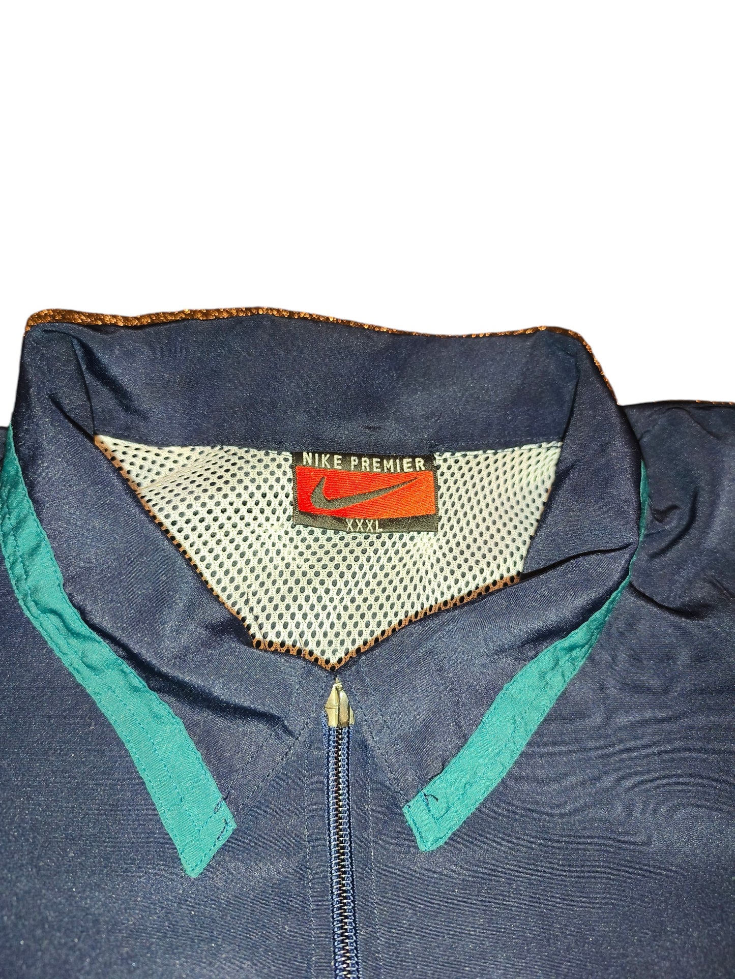 Vintage Nike Premier 1/4 Zip Pullover Shirt 90s Spellout Big Swoosh Navy XXXL