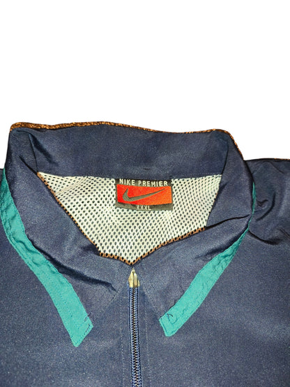 Vintage Nike Premier 1/4 Zip Pullover Shirt 90s Spellout Big Swoosh Navy XXXL