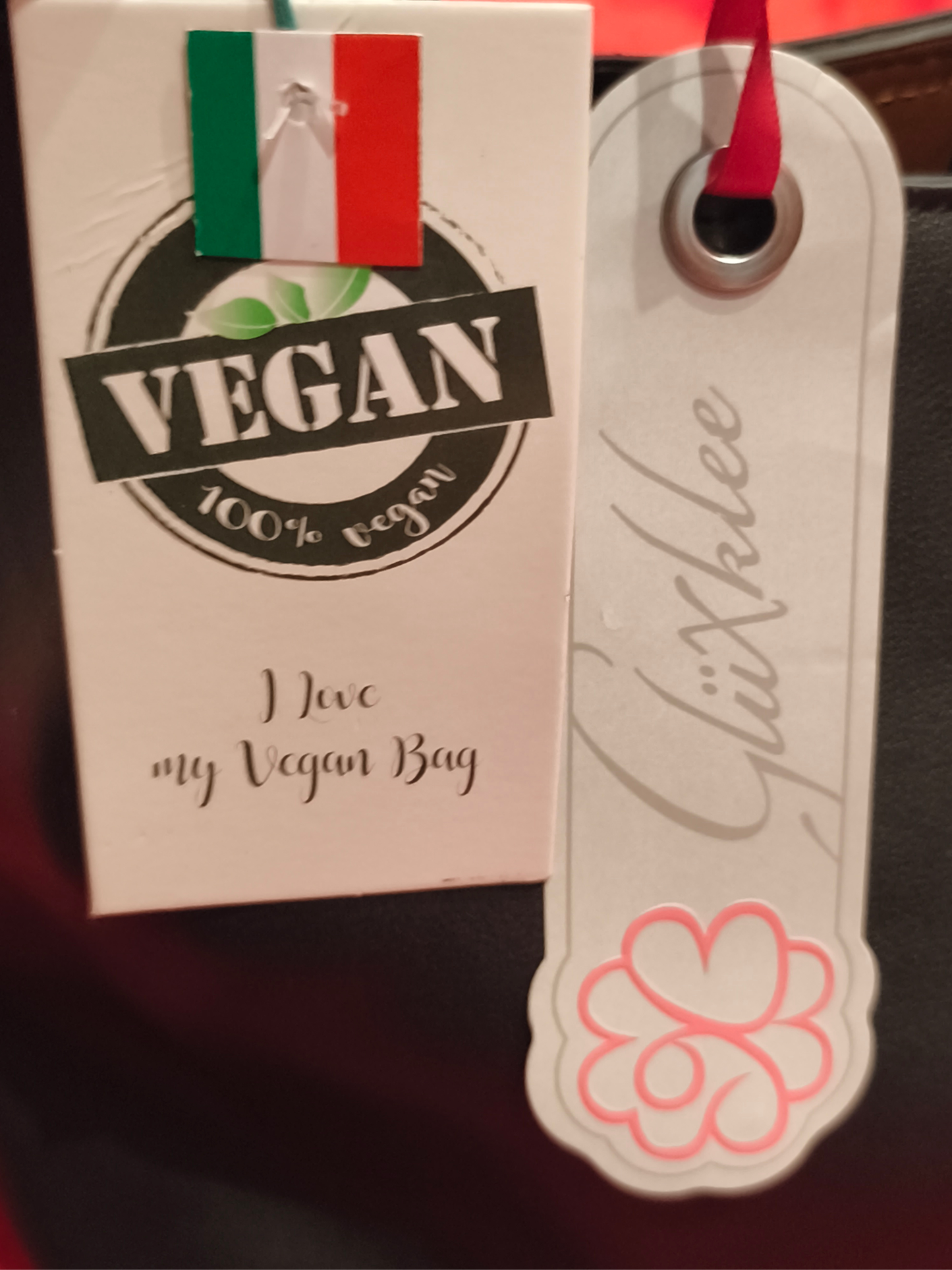 Glüxklee Vegan Leather Tote Bag – Stylish Eco-Friendly Shoulder Bag – Black NWT