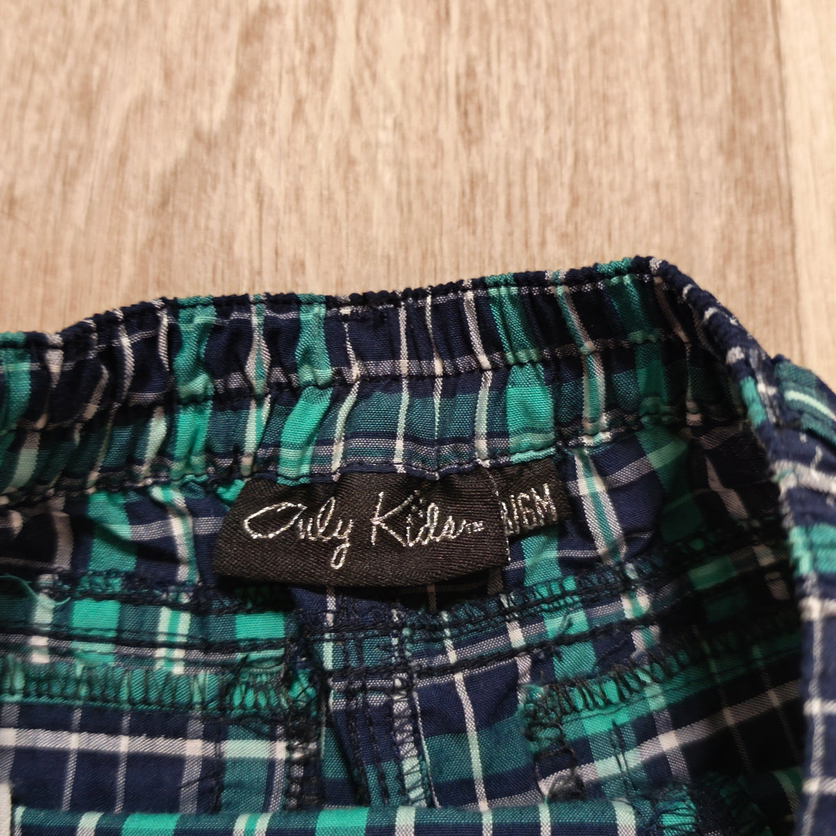 Only Kids Baby Boys Plaid Shorts Size 3/6M Green Navy Blue Elastic Waist