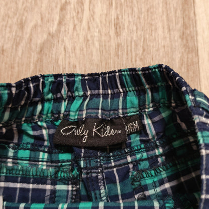 Only Kids Baby Boys Plaid Shorts Size 3/6M Green Navy Blue Elastic Waist