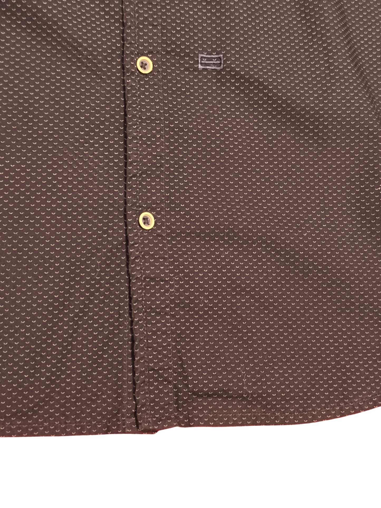 Monton Men's Short Sleeve Button Down Shirt Size S Small Slim Fit Navy Micro Pat