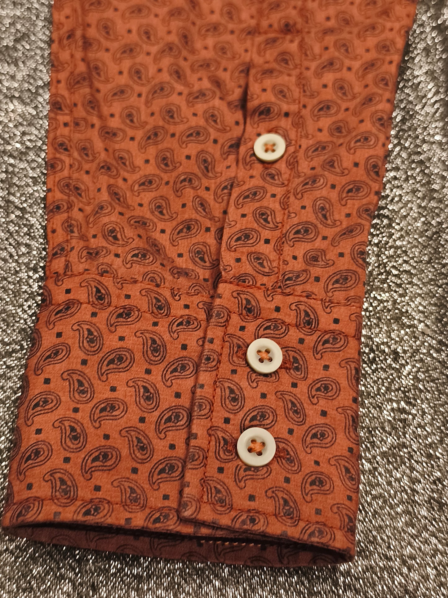 HUGO BOSS Orange Paisley Shirt Men’s M Rust Copper NWT 2001 Archive Vintage Style