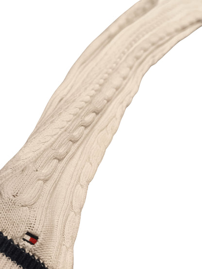 Tommy Hilfiger Men’s Cable Knit Sweater Size S Cream Ivory Long Sleeve