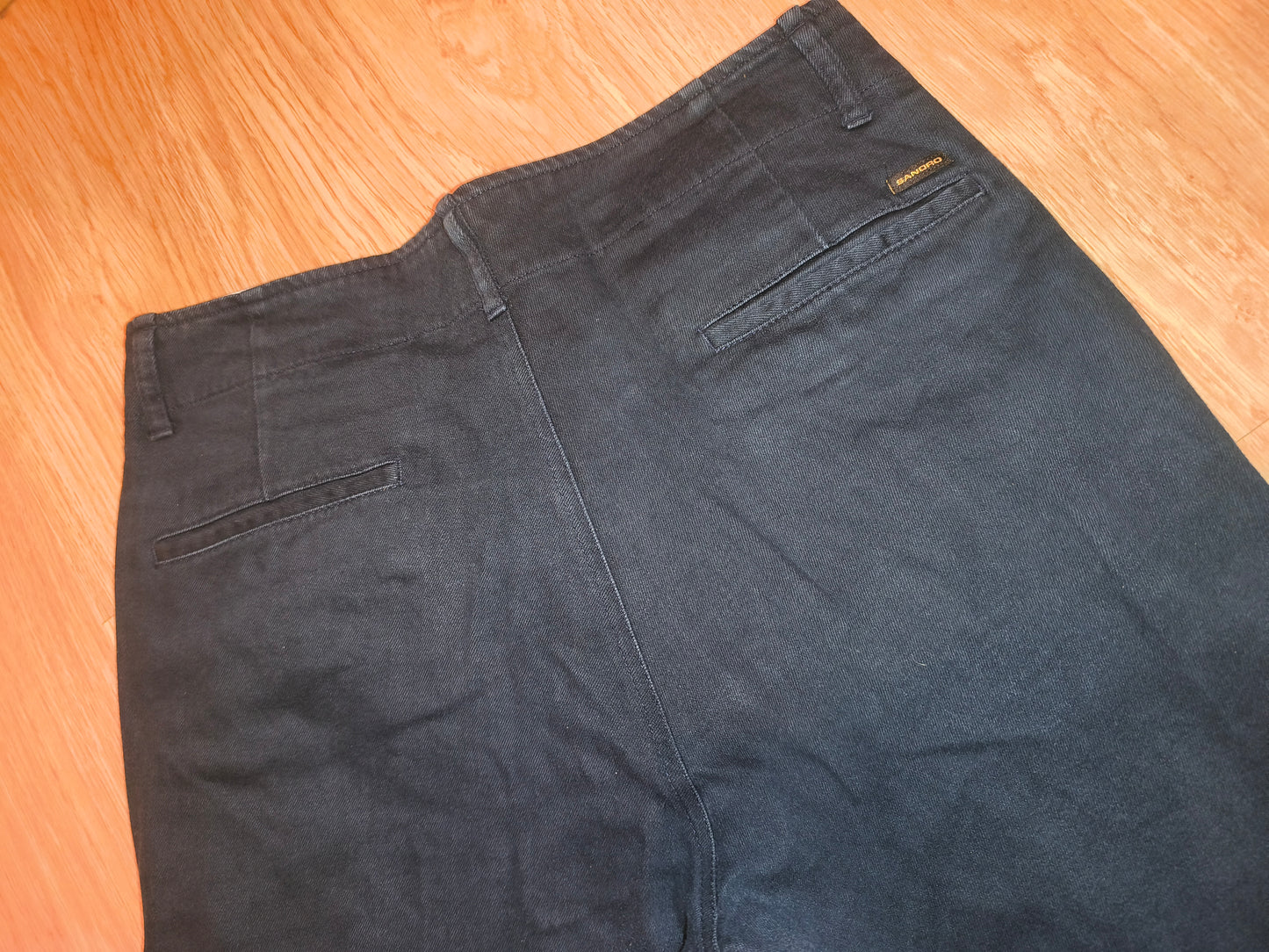 Sandro Paris Men's Navy Blue Chino Pants Size 44 Cotton Blend Button Fly Slim