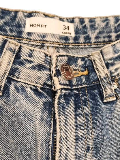 Sinsay Mom Fit Jeans EU 34 US 2 High Waisted Light Acid Wash Blue Tapered 90s