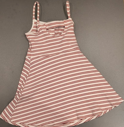 ZARA Girls Red & White Striped Ribbed Sundress | Size 8 (128 cm)