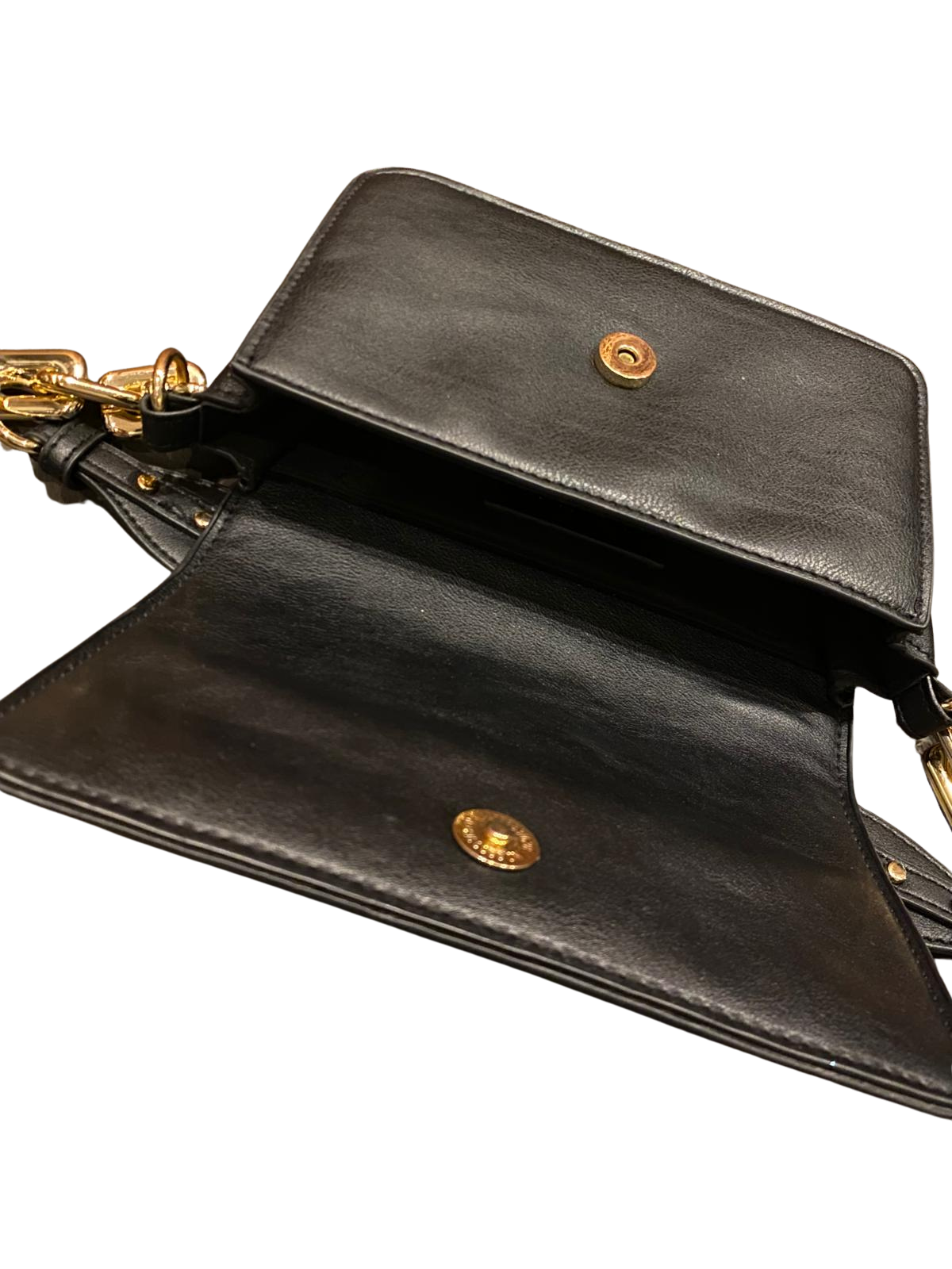 COSTES Black Shoulder Bag Gold Chunky Chain Link Strap Crossbody Minimalist