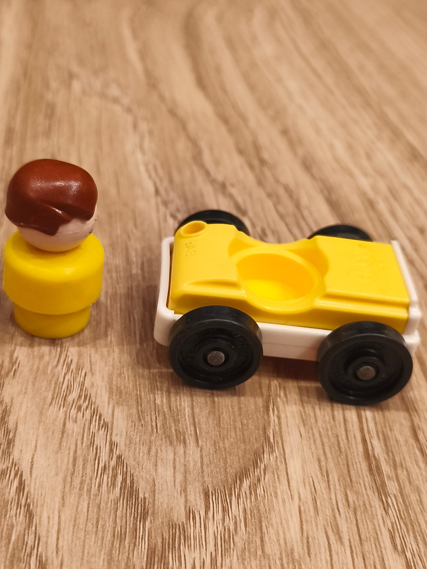 Vintage Fisher-Price Little People Yellow Car & Figure Set | Retro Play Family Jeep Toy Collectible