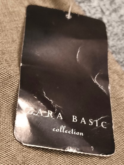 NWT Zara Basic Collection Tan Tapered Trousers Pants Pleated Cuffed XS 24