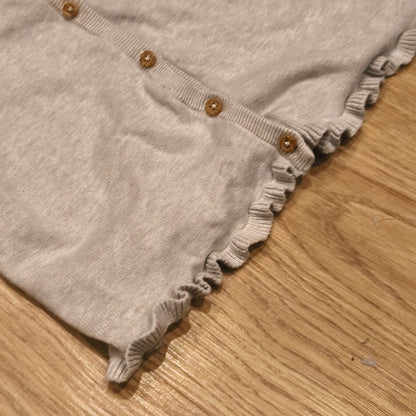 George Girls Grey Cardigan 6-7 Years Ruffle Hem Cuffs 100% Cotton Button Front
