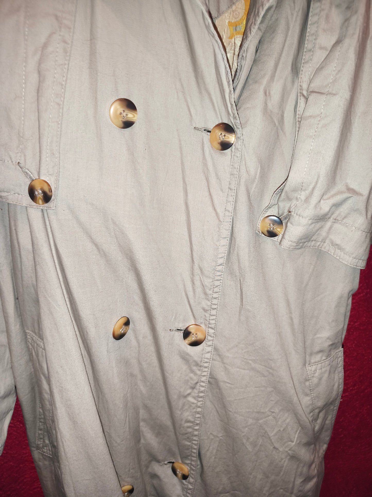 Vintage 80s/90s OZONO Beige Oversized Trench Coat | Double-Breasted Long Duster (Size L/XL)