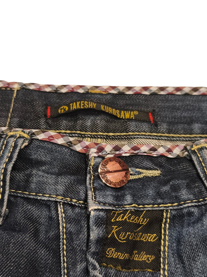 Takeshy Kurosawa Distressed Denim Mini Skirt Made in Italy Size 30 Y2K Patchwork
