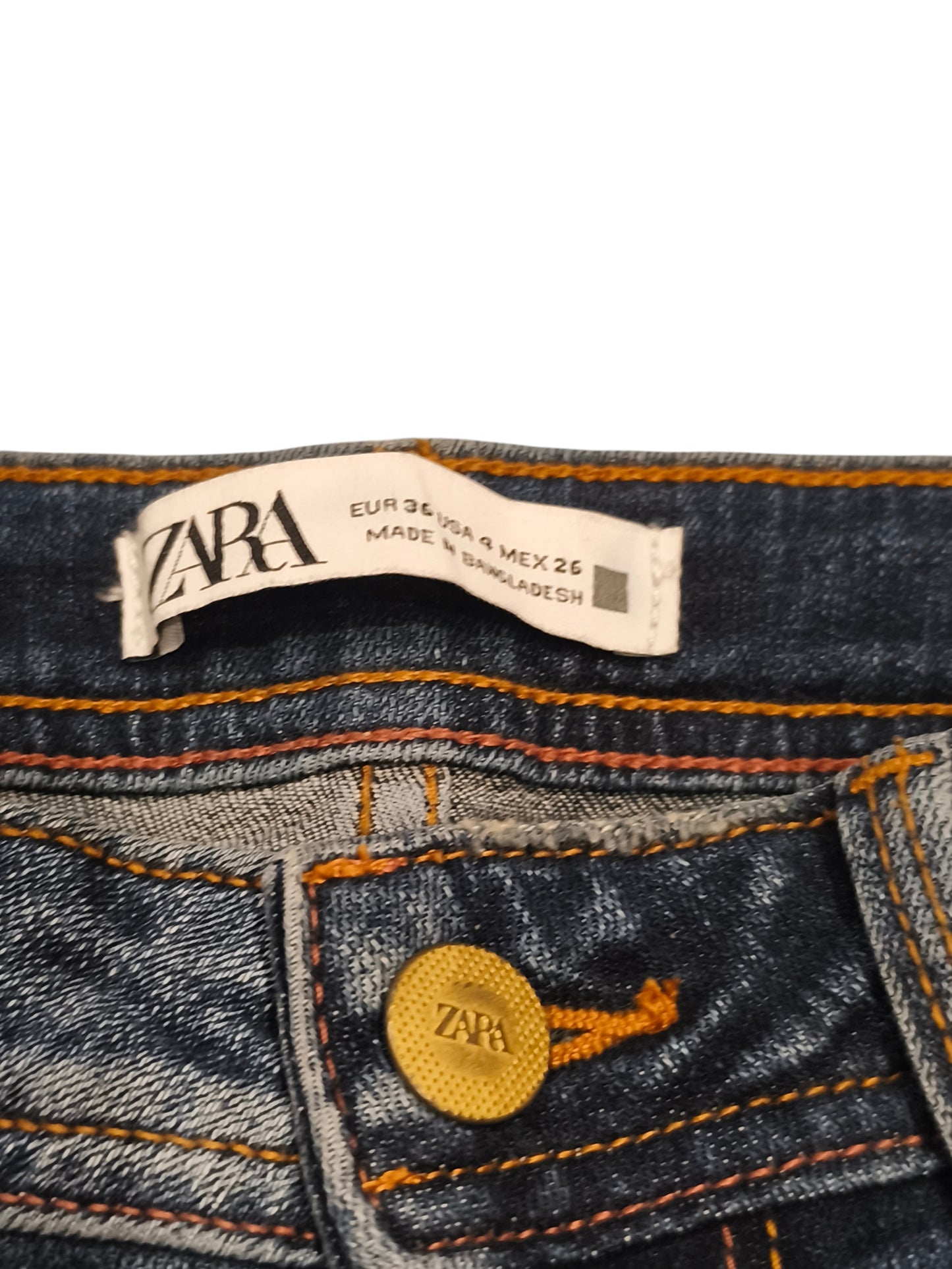 ZARA Premium Denimwear Mid Rise Skinny Jeans Womens Size 4/26 Distressed Hem