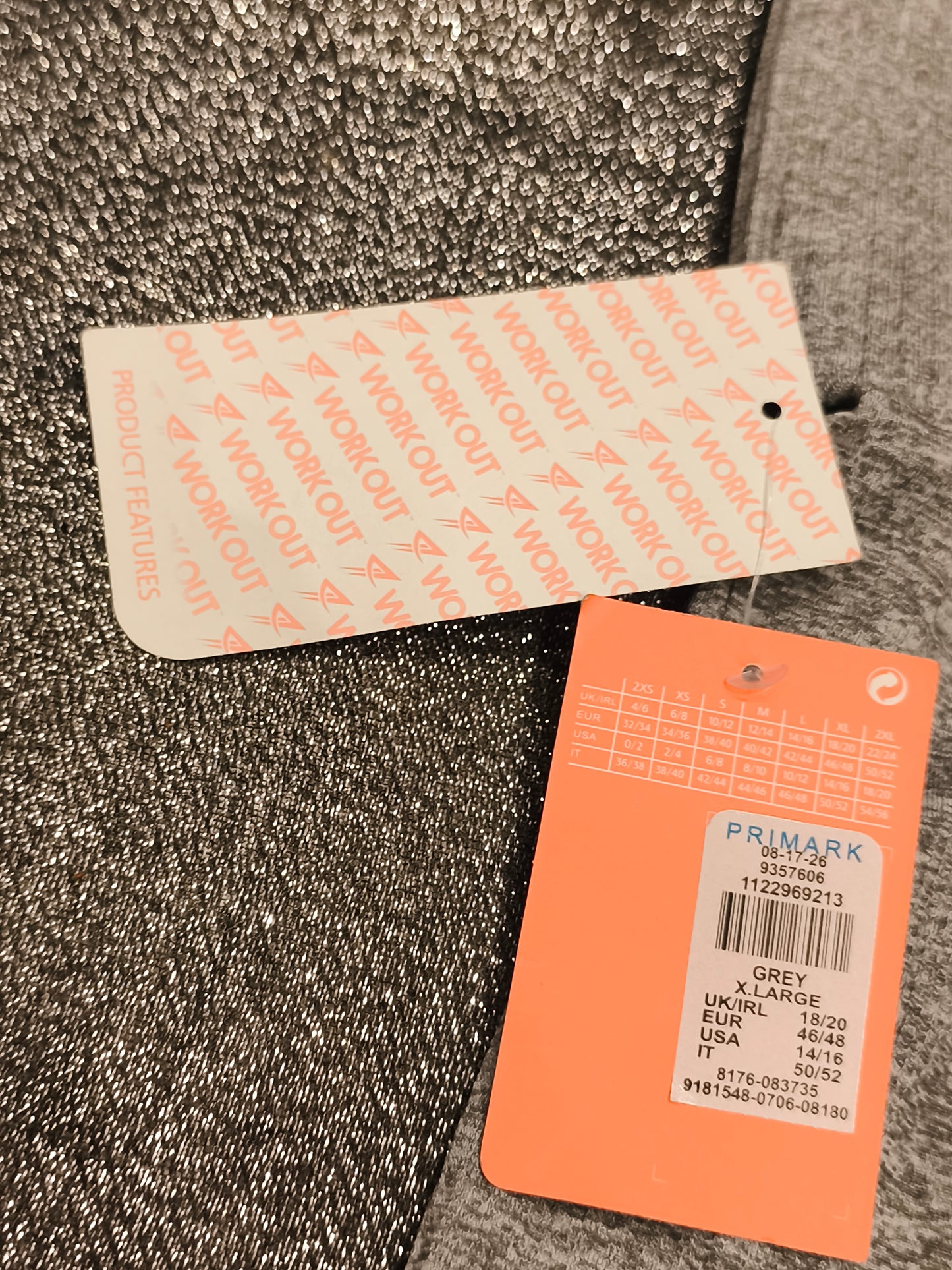 Primark Work Out Seamless Grey Marl Leggings - X-Large XL (UK 18/20) - NWT