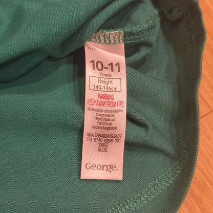 George Boys Green Long Sleeve Henley Shirt Top 10-11 Years 140-146 cm