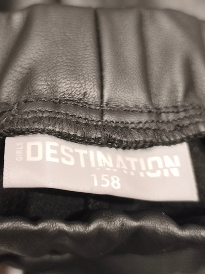 DESTINATION Girls Faux Leather Leggings Black Size 158 Split Hem Slim Fit
