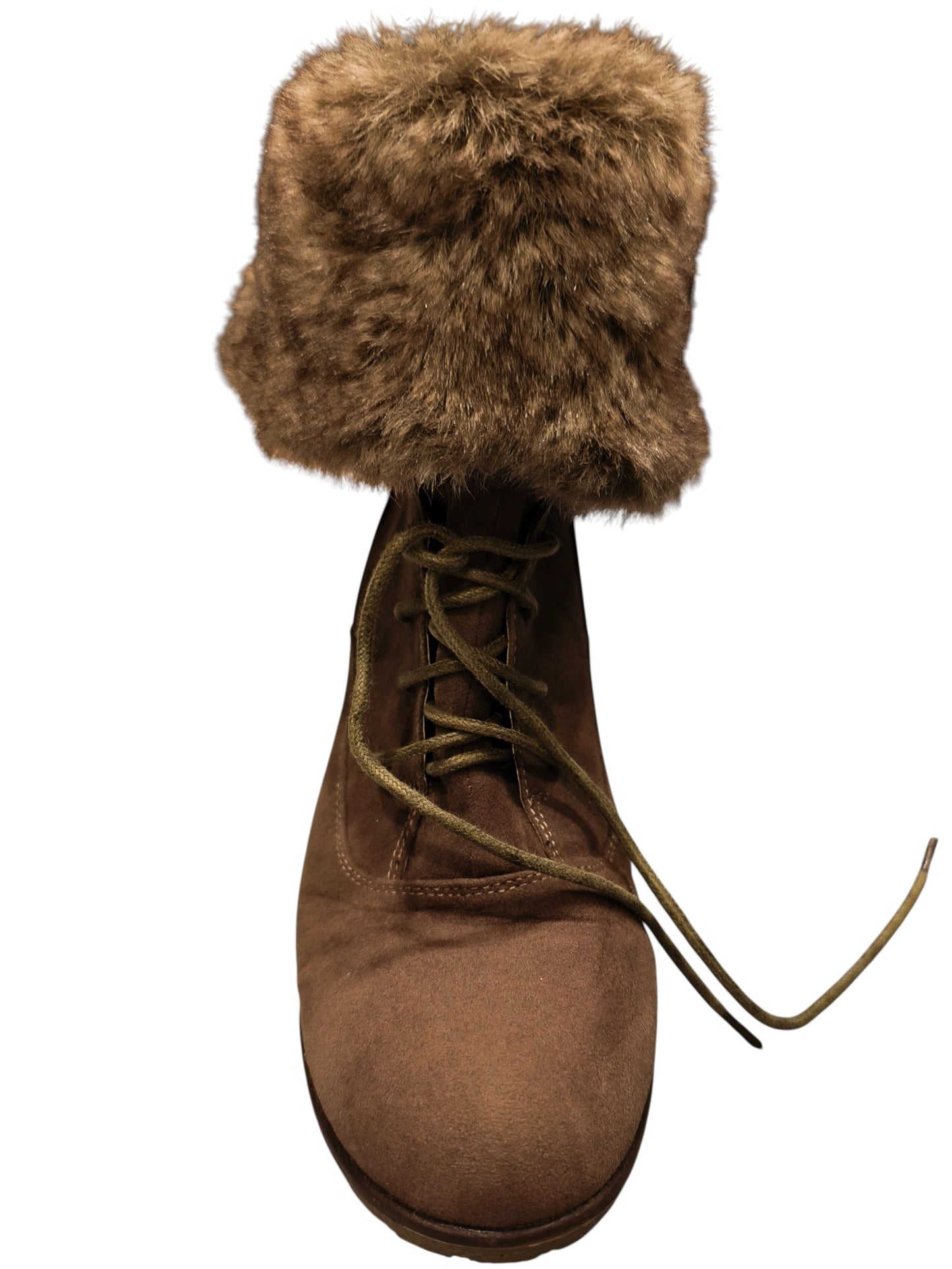 Claudia Ghizzani Women’s Wedge Ankle Boots – Faux Fur Trim Lace-Up – 41