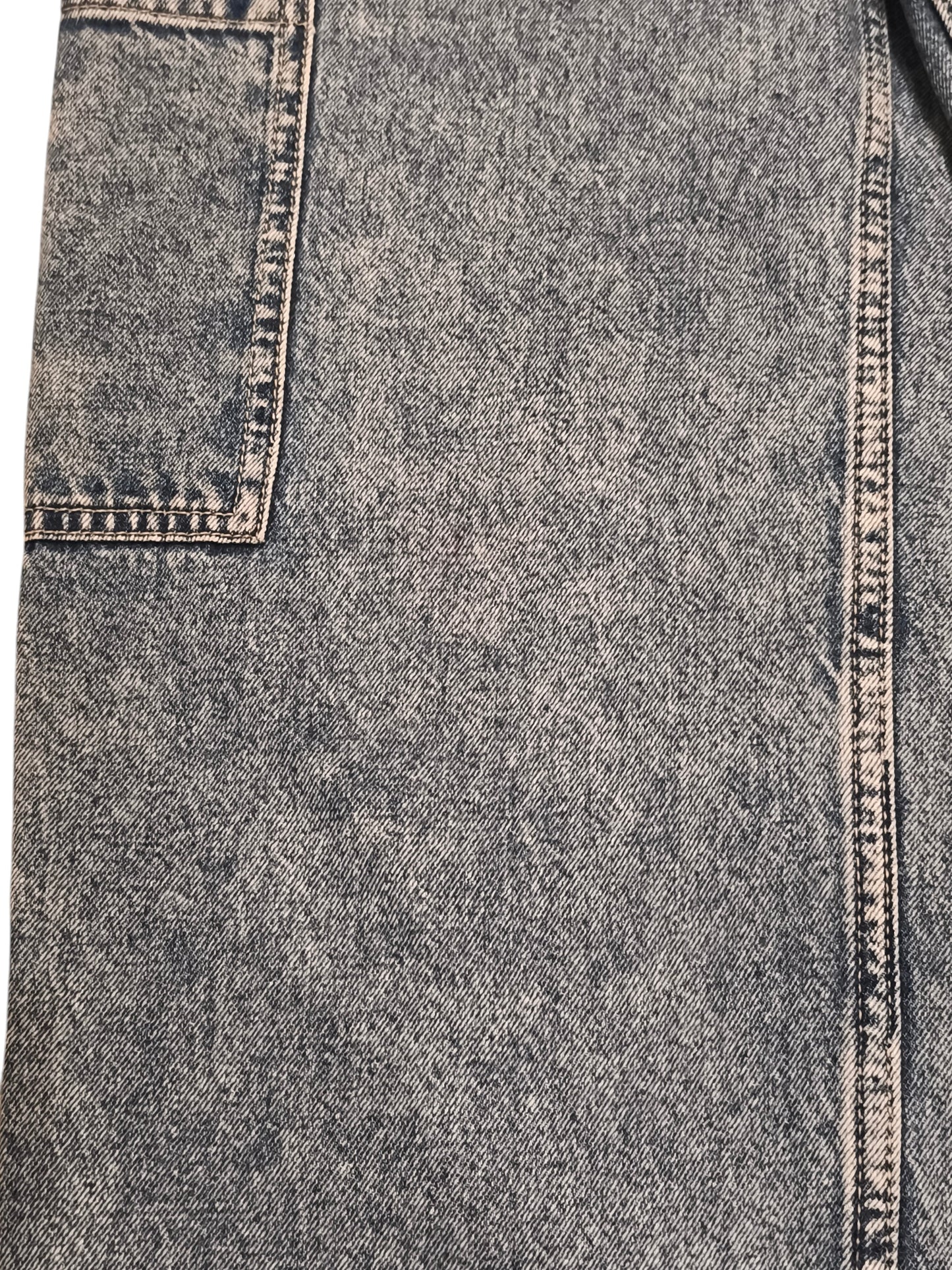 H&M Divided Acid Wash Wide Leg Carpenter Jeans Cargo Utility Denim Sz 4 (EUR 36)