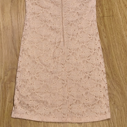 Poof Apparel Pink Floral Lace Mini Dress Womens Large Sleeveless NWT