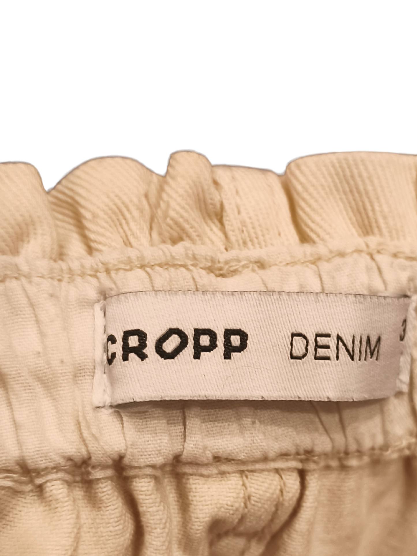 Cropp Denim High-Waisted Cargo Shorts Cream Off-White Paperbag Waist Size 36/S
