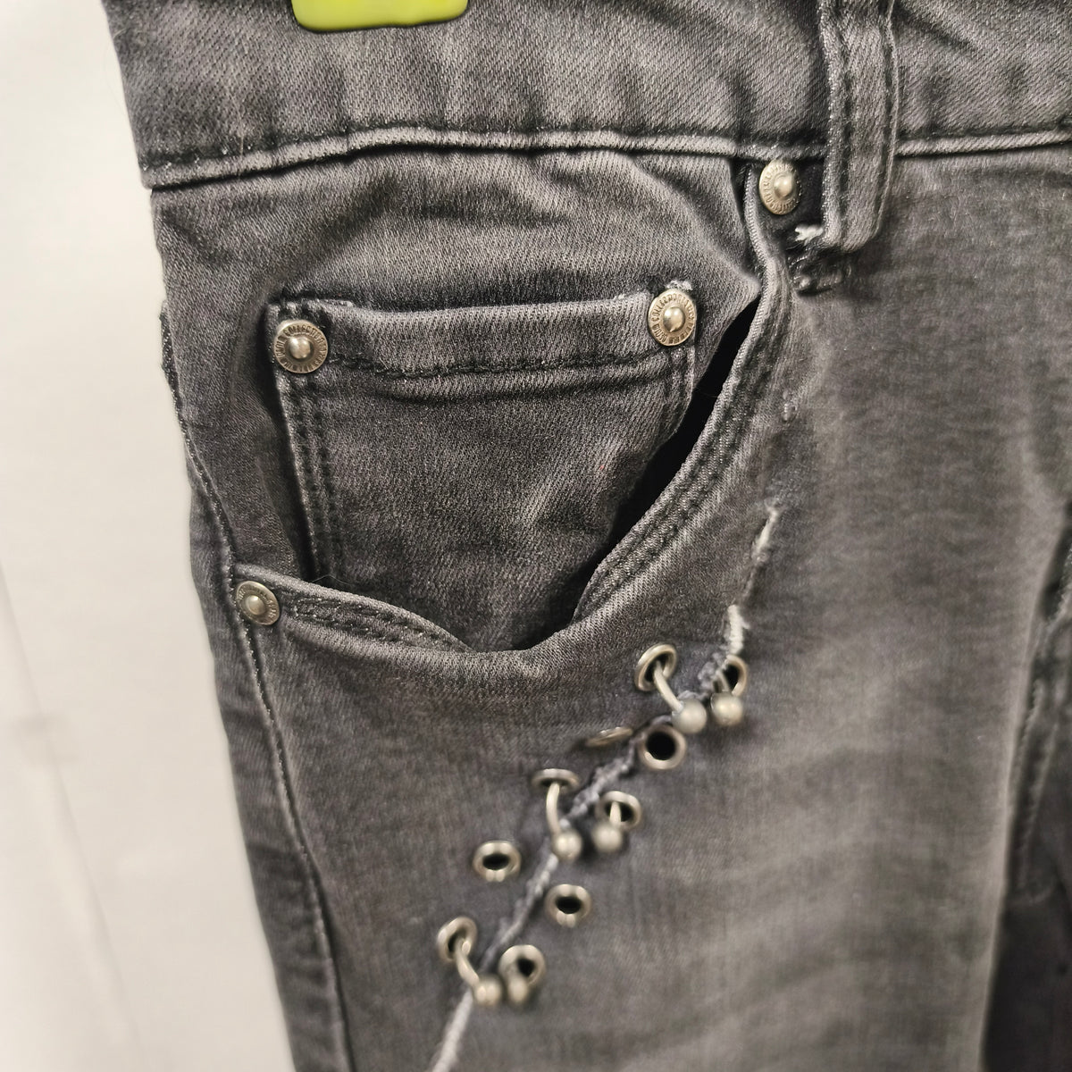 Toxik3 Womens Black Skinny Jeans Sz S US 4 EU 36 Studded Lace Up Stretch Denim