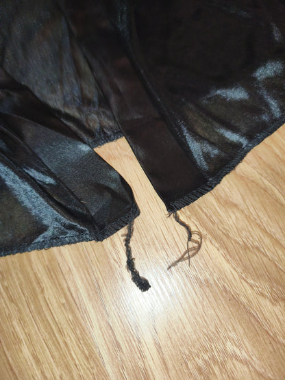 Vintage Style Black Satin & Lace Sheer Back Robe / Kimono Lingerie – Size M