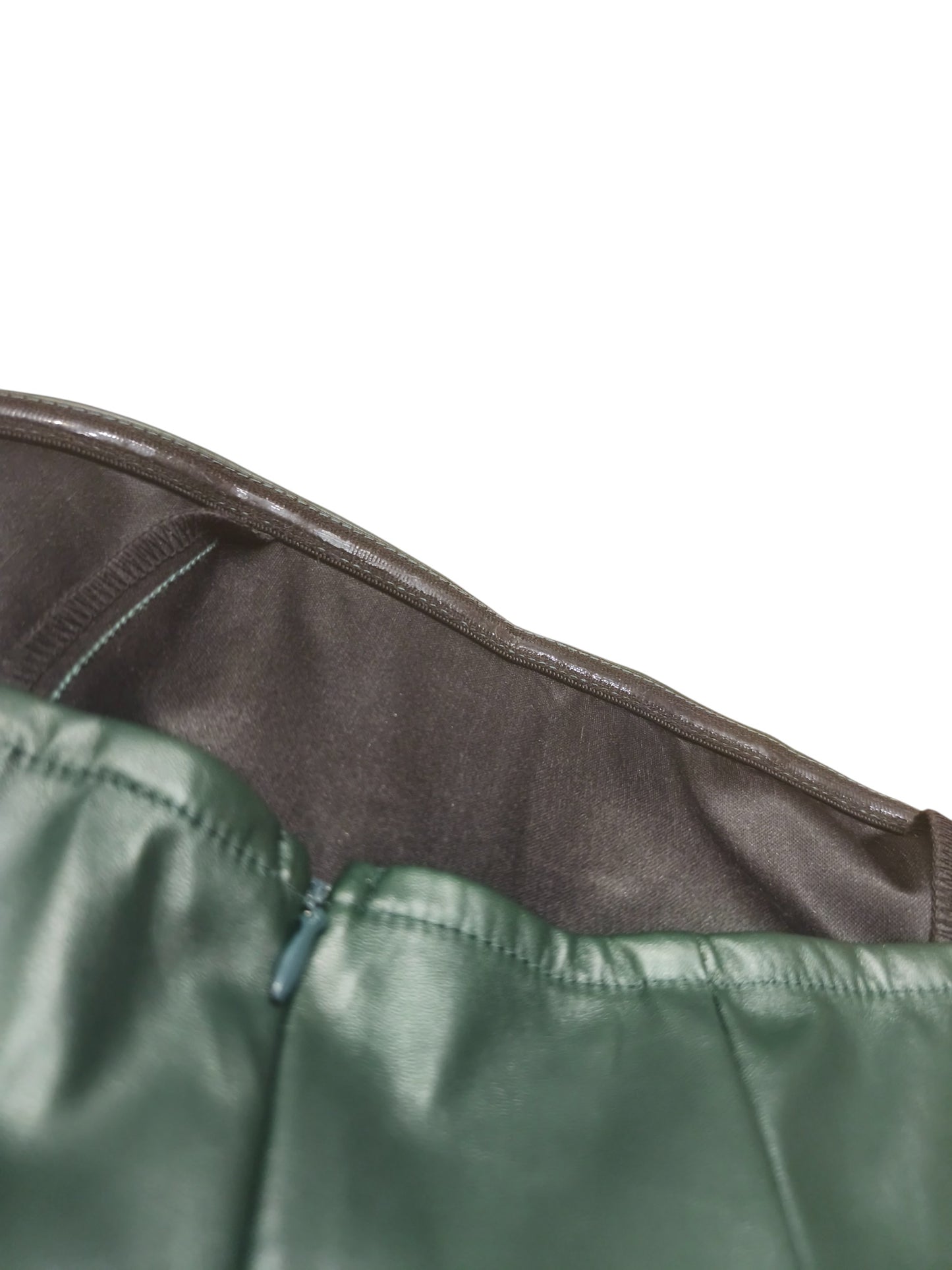 SHEIN Deep Green Faux Leather Mini Dress Gold Chain Straps Size L / EU 42